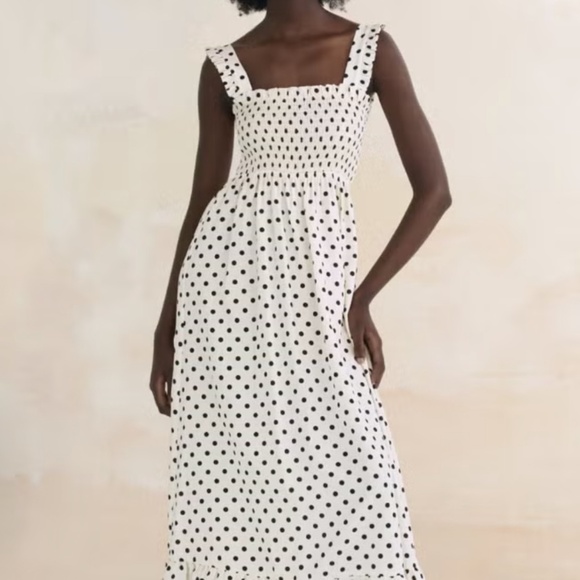 Zara Polka Dots Strappy Midi Dress - Picture 1 of 4